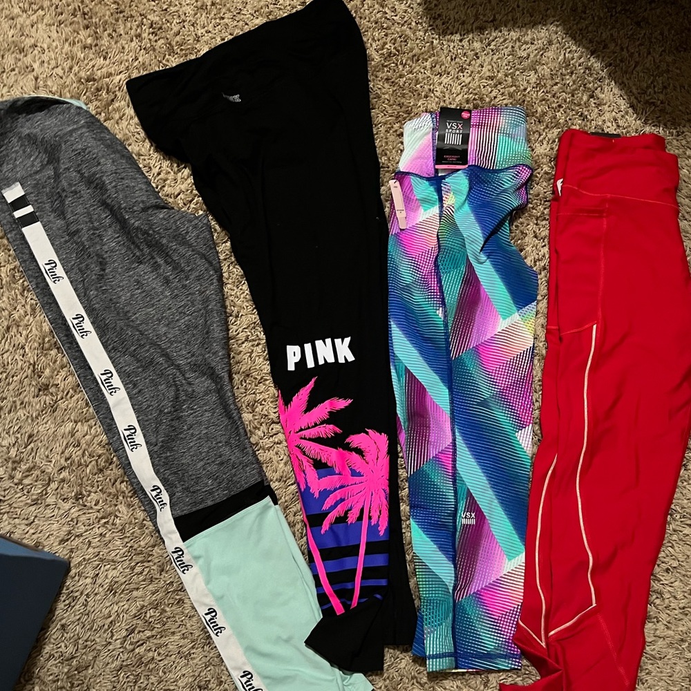 2 PINK leggings and 2 Victoria’s Secret sport leggings (M)